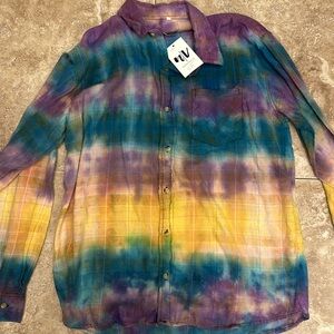 Tie dye plaid shirt